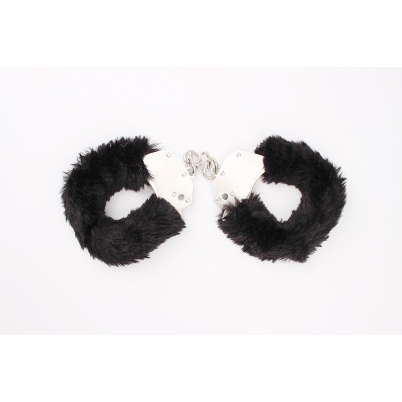 Наручники металлические Chisa Hi-Basic Fur-lined Handcuffs с черным мехом