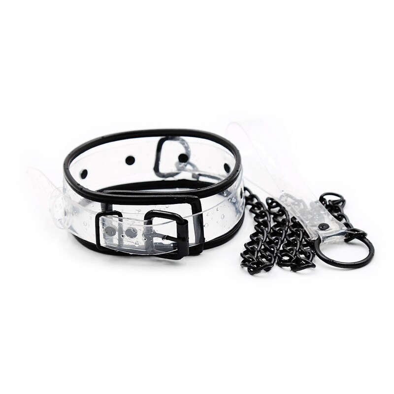 Ошейник с поводком DS Fetish Collar with leash transparent