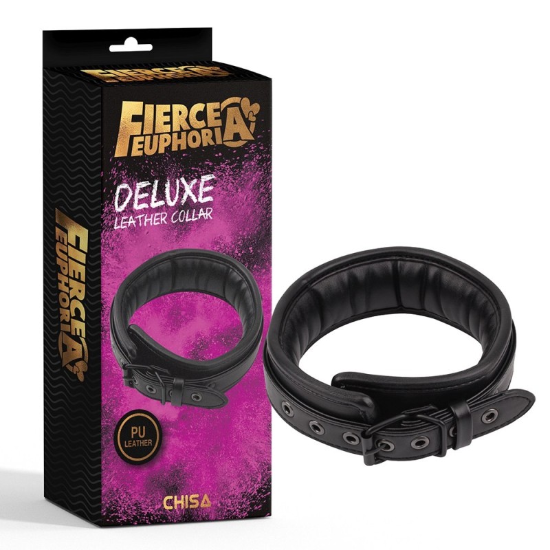 Ошейник CHISA Fierce Euphoria DELUXE из искусственной кожи, черный
