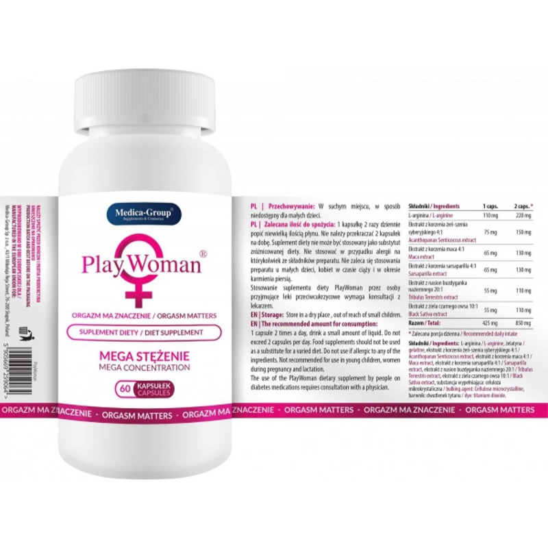 Капсулы для повышения либидо у женщин Medica Group Supl.diety-PlayWoman (цена за упаковку, 60 капсул
