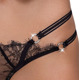 Стринги кружевные Cottelli Collection с открытым доступом, черные, S/M