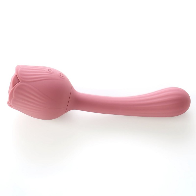 Вибратор в форме тюльпана с вакуумной стимуляцикй Sweet Em Velvet Lure Розовый