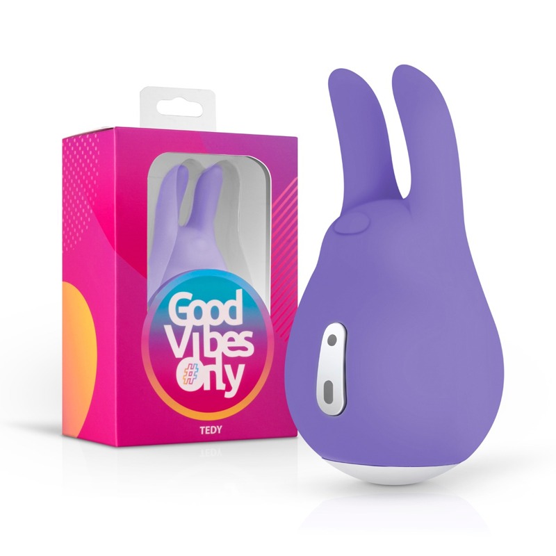 Вибратор для клитора с ушками Tedy Good Vibes Only, силиконовый, фиолетовый, 9.5 см