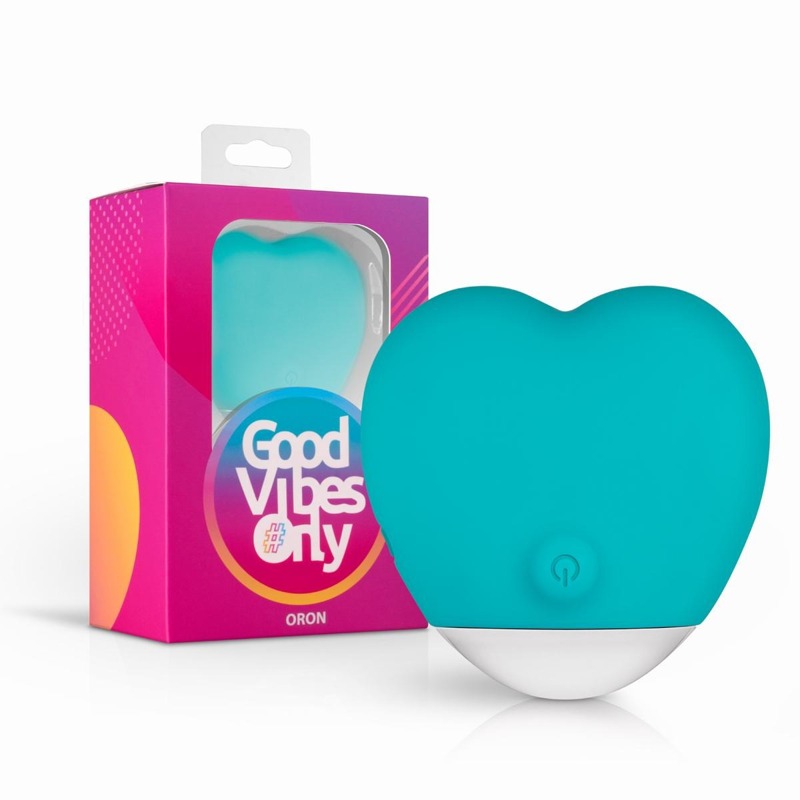 Вибратор для клитора в форме сердца Oron Good Vibes Only, силиконовый, голубой, 6 см