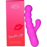 Вибратор-кролик рельефный Double Up Miss V, фиолетовый
