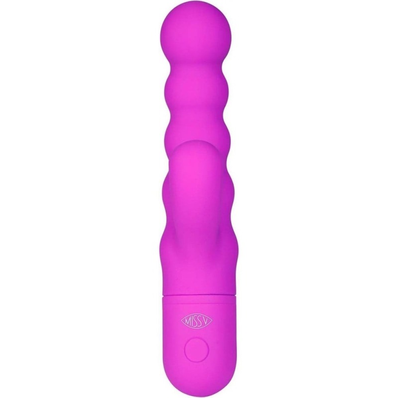 Вибратор-кролик рельефный Double Up Miss V, фиолетовый