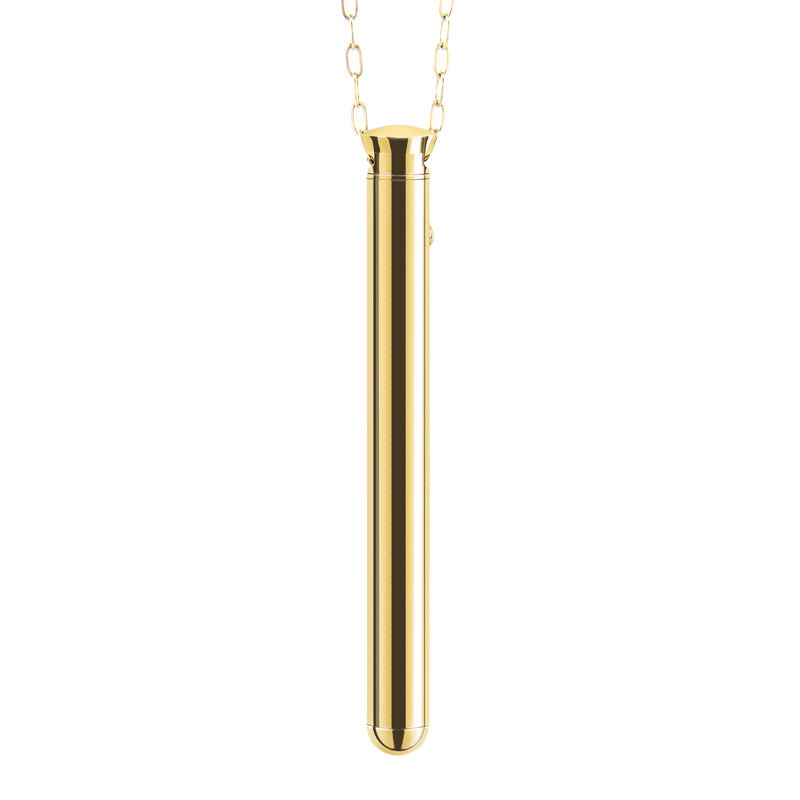Вибропуля на цепочке Le Wand NECKLACE VIBE, металлическая, золотая