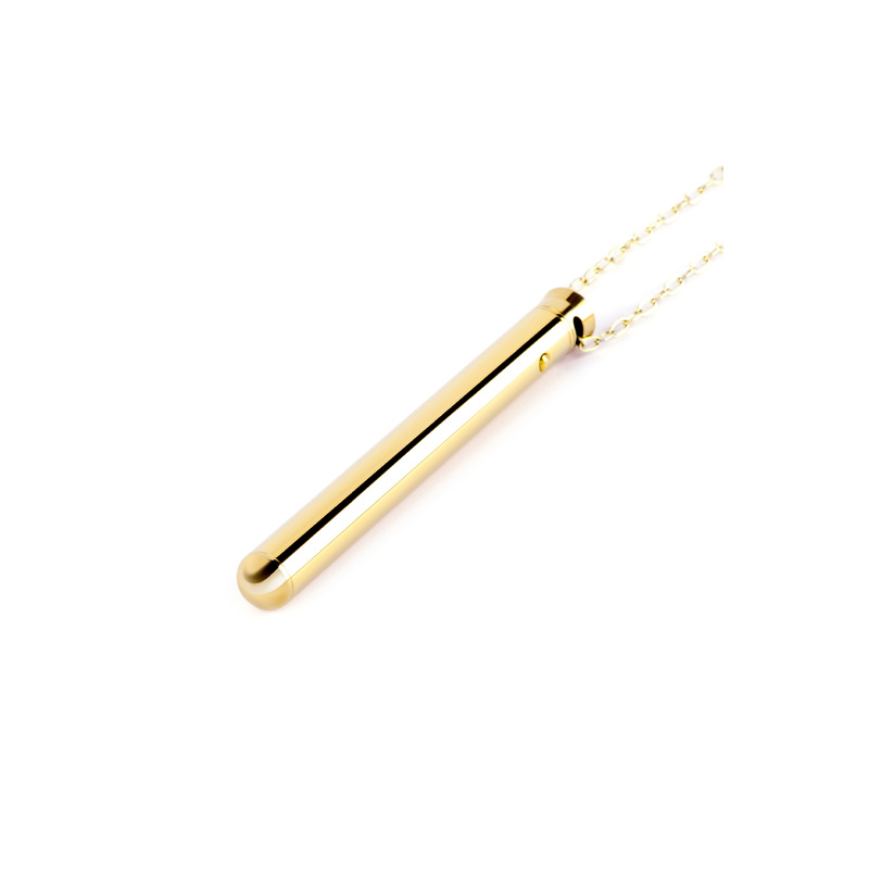 Вибропуля на цепочке Le Wand NECKLACE VIBE, металлическая, золотая