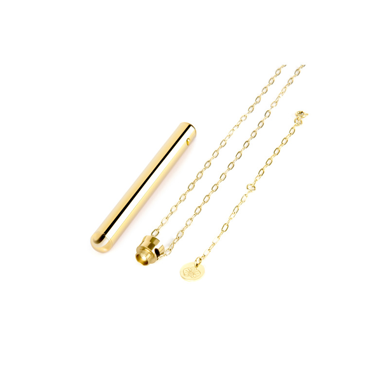 Вибропуля на цепочке Le Wand NECKLACE VIBE, металлическая, золотая