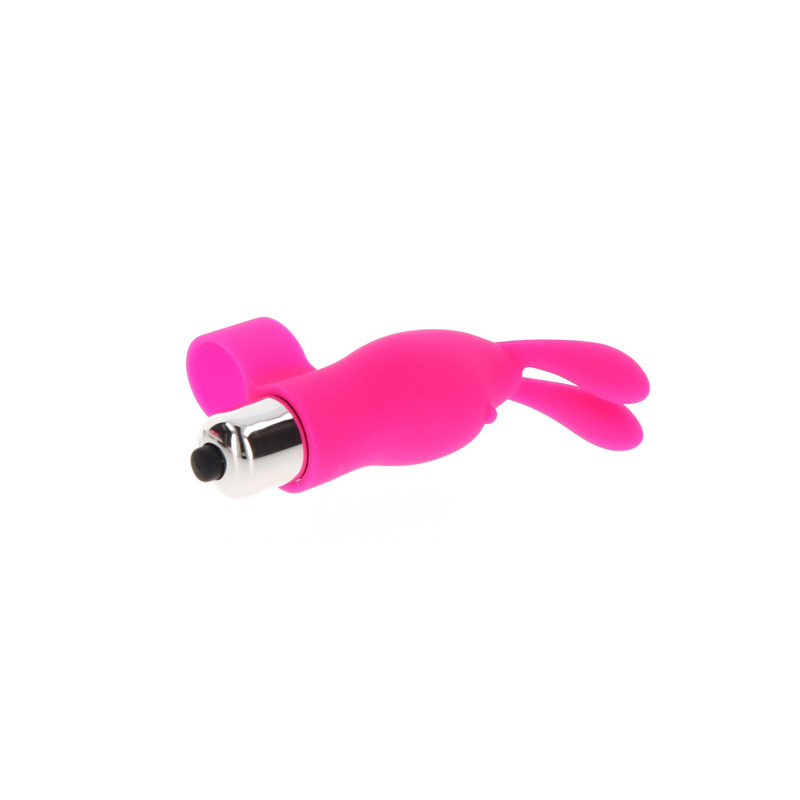 Вибратор на палец с кроликом TOY JOY розовый, 10 х 2.6 см