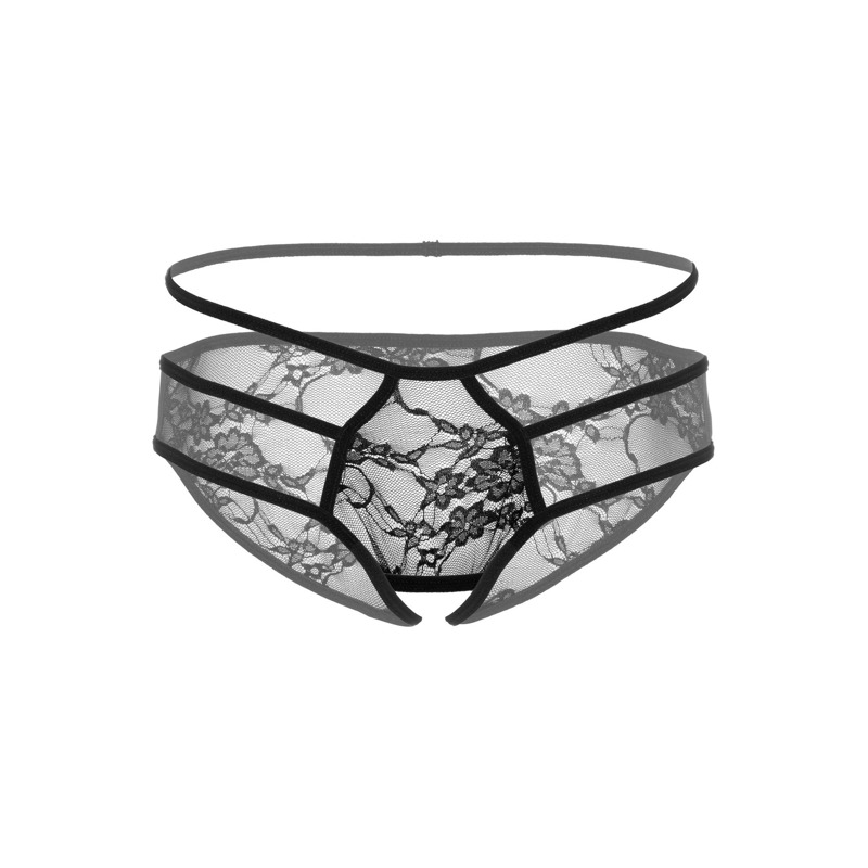 Кружевные трусики с открытой интимной зоной Jade Daring Intimates, черные, S/M