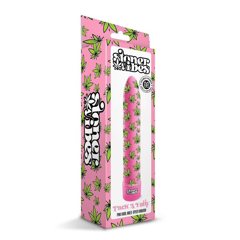 Вибратор нереалистичный с принтом Stoner Vibes Global Novelties, розовый, 20.3 х 3.8 см