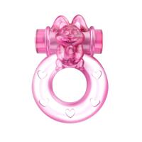 Кольцо эрекционное с вибрацией Baile bunny, розовое, 1.5 см