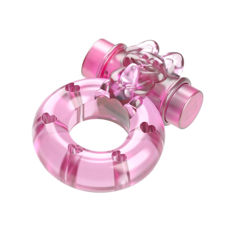 Кольцо эрекционное с вибрацией Baile bunny, розовое, 1.5 см