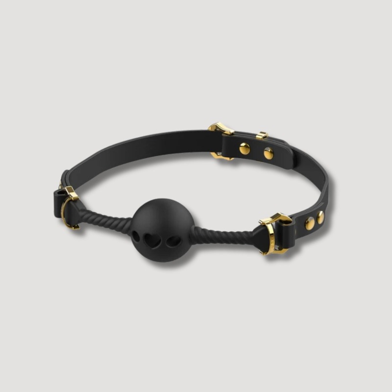 Кляп шарик с отверстиями в виде сердца UPKO Desire for Mouth Bondage Collection, черный
