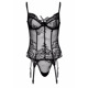 Корсет полупрозрачный Daring Intimates, со стрингами, черный, S/M