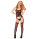 Бодистокинг ажурный Daring Intimates с имитацией подтяжек и чулков, черный