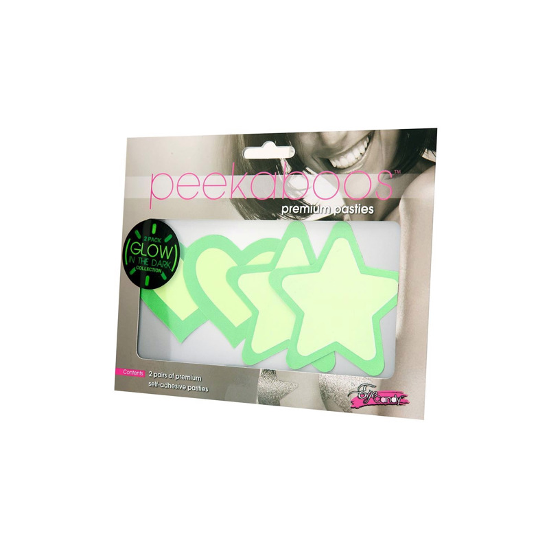 Пестисы светящиеся в темноте Peekaboos, 2 пары, сердца и звезды