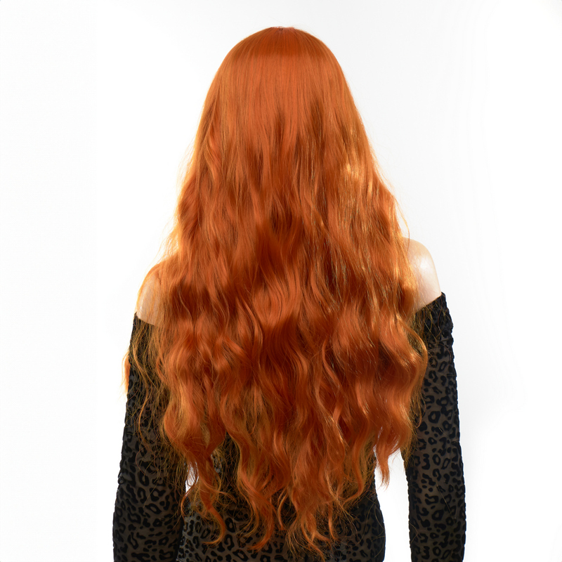 Парик длинный волнистый с челкой Fetish Hair рыжий, 60 см