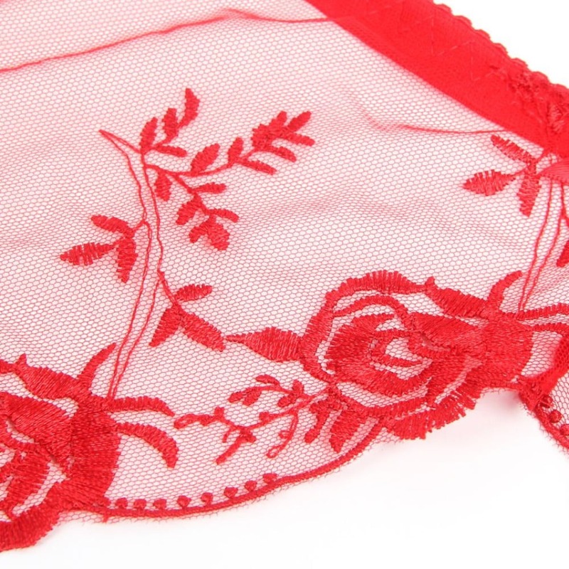 Красный сексуальный кружевной с вышивкой пояс для чулок Star Night и трусики, XL (без коробки)