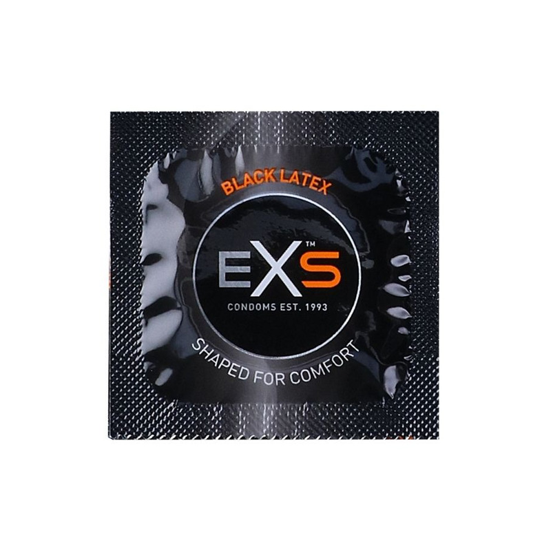 Презервативы анатомические черные Exs BLACK Latex веганские (цена за 5 шт.)