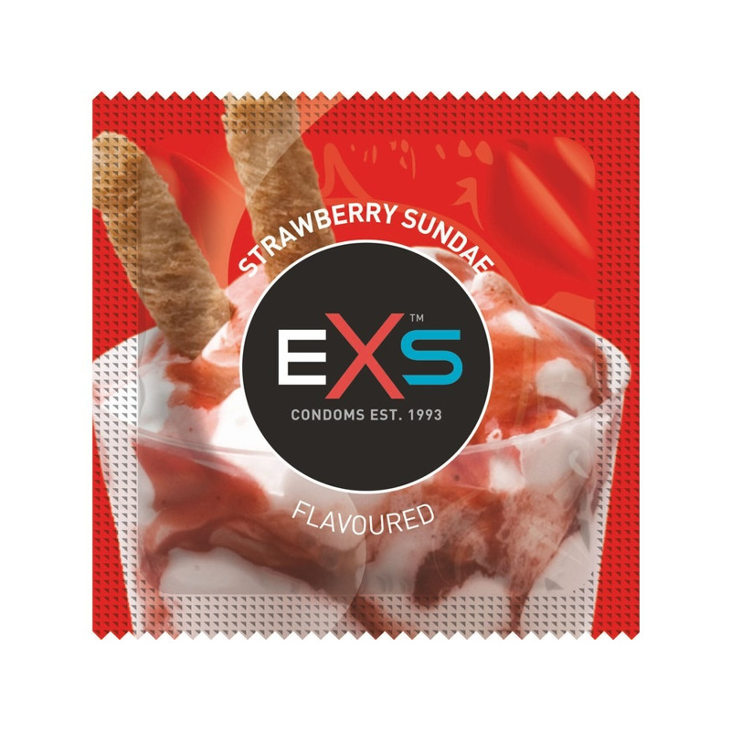 Презервативы латексные EXS Flavoured Strawberry Sundae со вкусом клубники, веганские (цена за 10 шт)