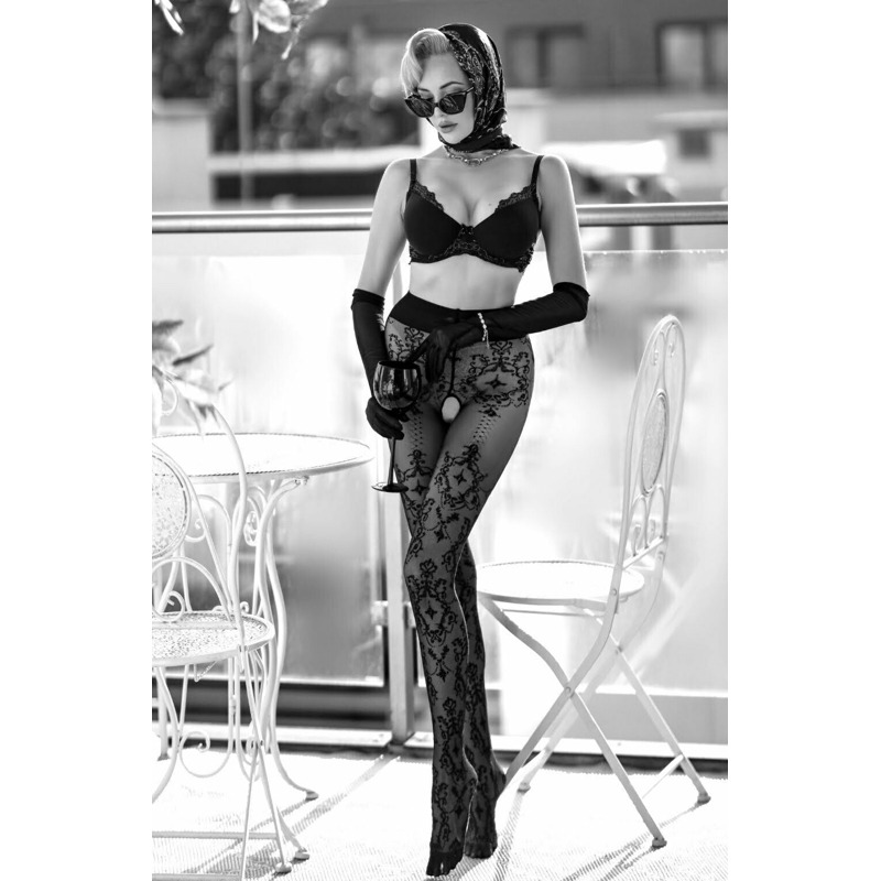 Колготки Ballerina's Secret с узорами и открытым доступом, черные, S/M