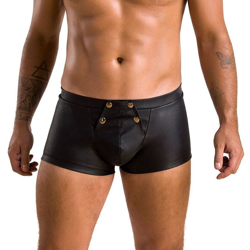 Мужские кожаные боксеры с клапаном Passion 050 SHORT PATRICK S/M Black