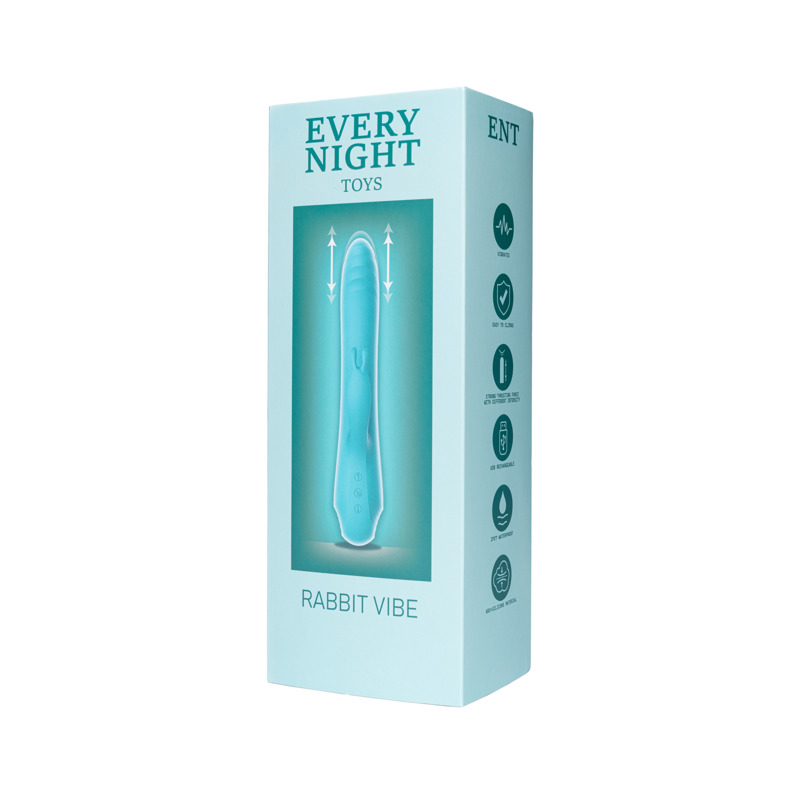 Вибратор-кролик с фрикциями Every Night Toys для точки G, голубой