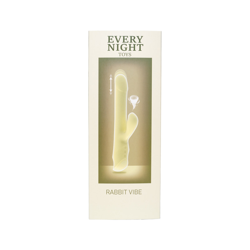 Вибратор кролик Every Night Toys с ротацией, фрикциями и вакуумной стимуляцией, желтый