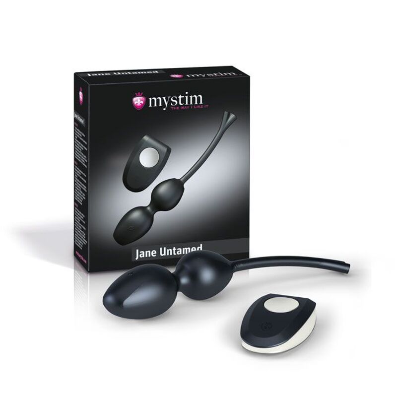 Вагинальные шарики для миостимуляции Mystim Jane Untamed Vibe с вибрацией и пультом ДУ