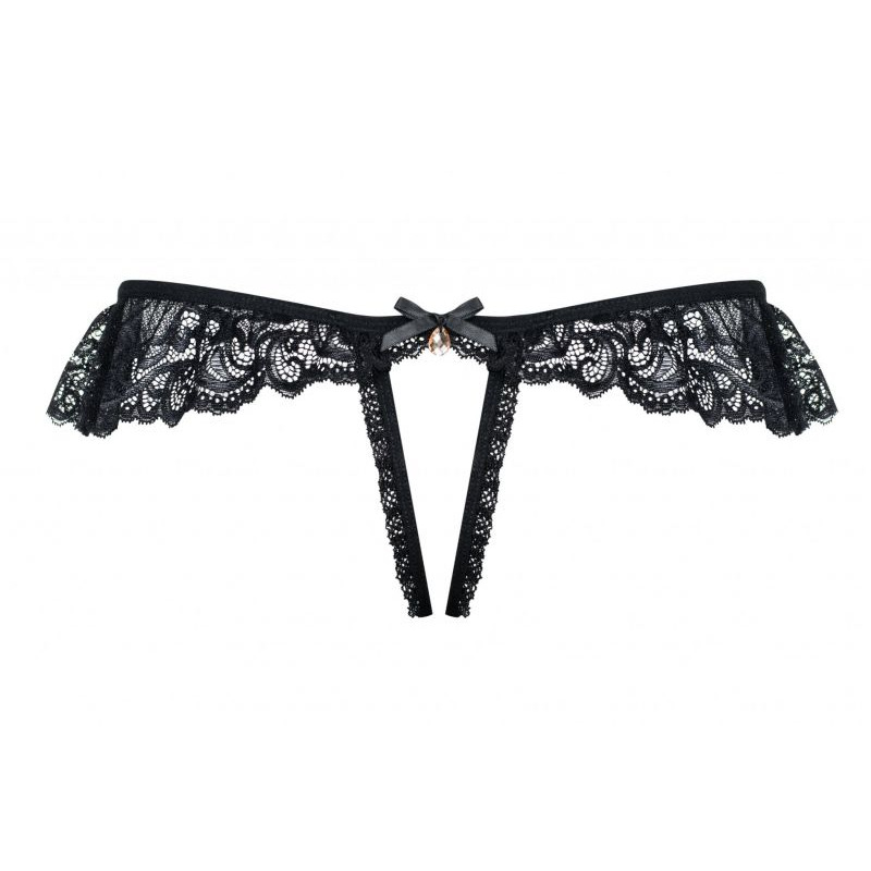 Трусики черные Obsessive 830-THC-1 crotchless thong L/XL