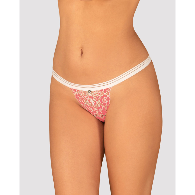 Трусики мереживні стрінги Obsessive Bloomys thong S/M