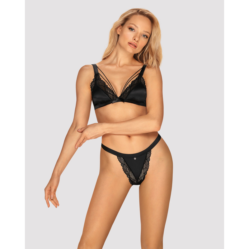 Комплект белья бюстгальтер и трусики Obsessive Eloissa, черный, L/XL