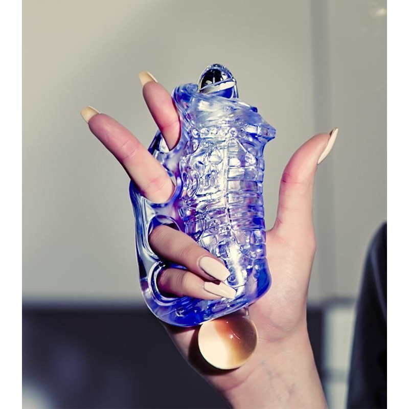 Мастурбатор Fleshlight Fleshskins Grip Blue Ice, надежная фиксация на руке, отлично для пар и минета