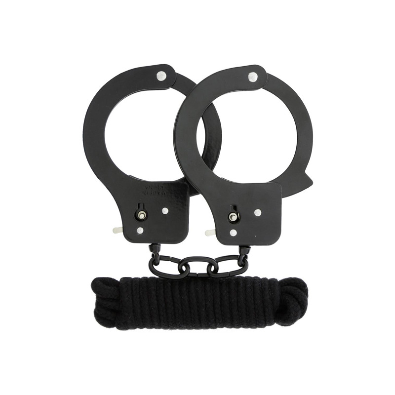 Набор наручники и бондаж Bondx Metal Cuffs & Love, черный