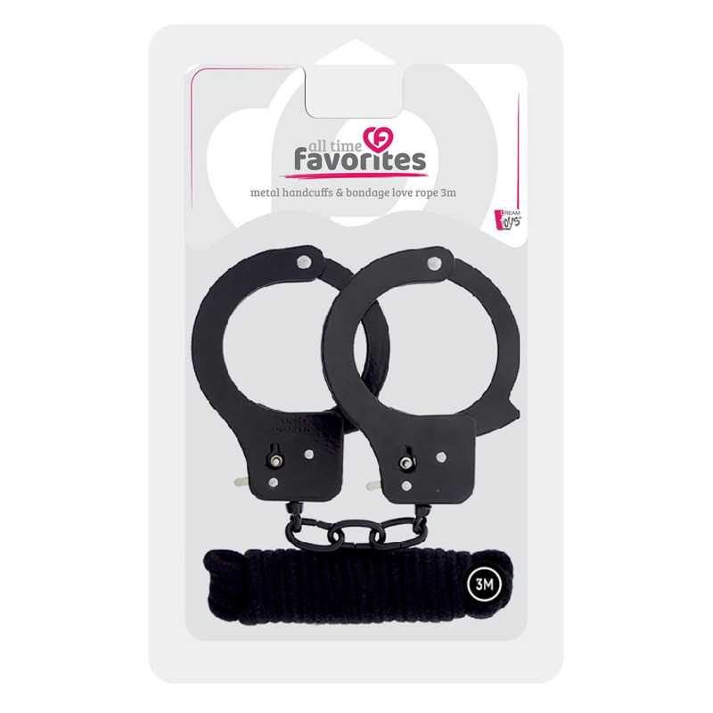 Набор наручники и бондаж Bondx Metal Cuffs & Love, черный