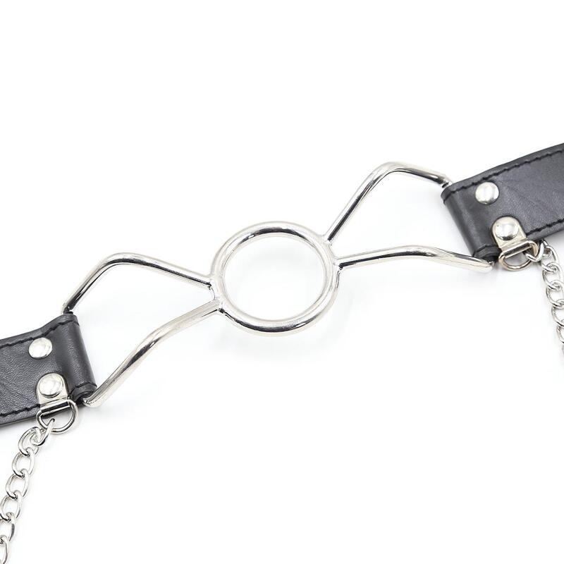Кляп-кольцо с зажимами для сосков DS Fetish Ring gag with nipple clamps S metal