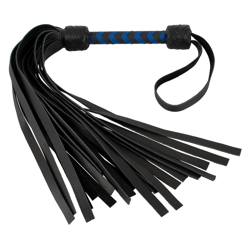 Флогер кожаный ZADO TOOLS Leather Flogger с плетенной ручкой, черно-синий