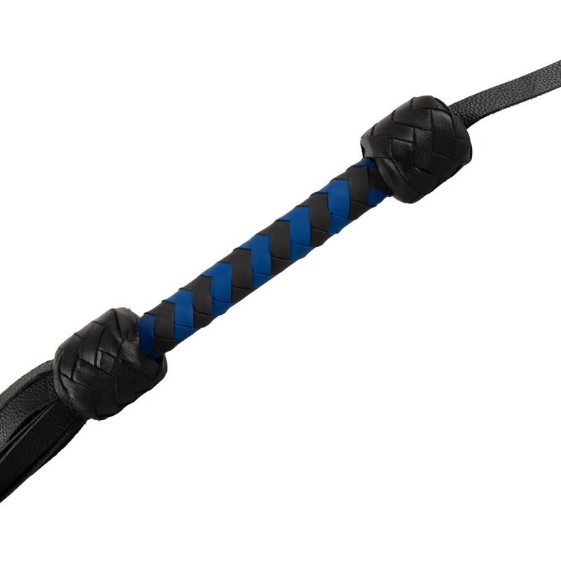 Флогер кожаный ZADO TOOLS Leather Flogger с плетенной ручкой, черно-синий