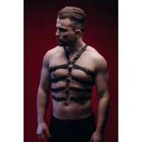 Портупея мужская One Size Р50 из натуральной кожи, с четырьмя ремнями на торсе, черная