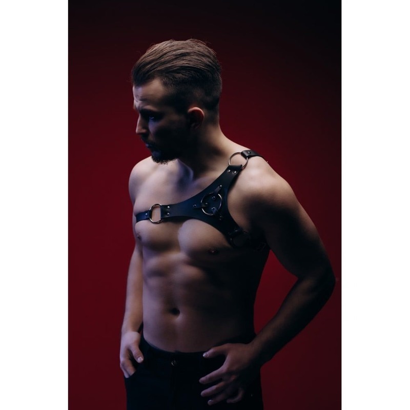Портупея мужская One Size P30 , натуральная кожа, черная