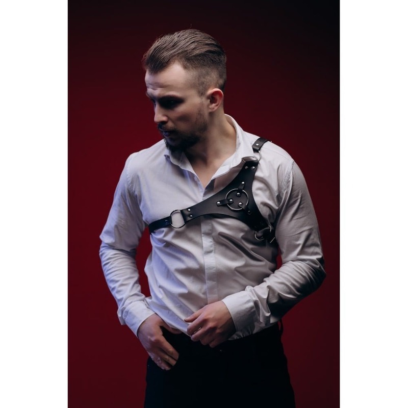 Портупея мужская One Size P30 , натуральная кожа, черная