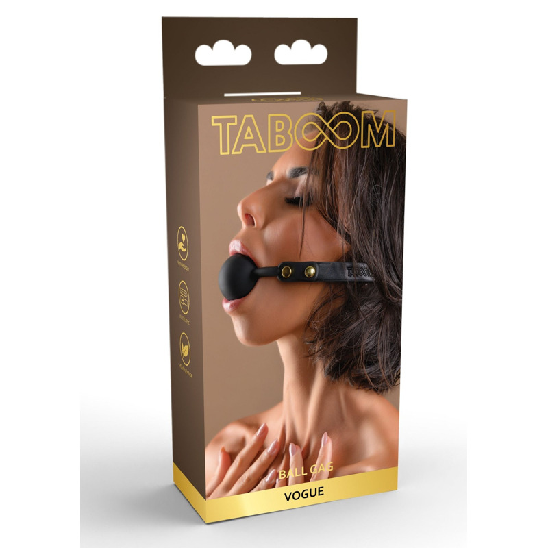 Кляп-шарик c золотой фурнитурой Taboom Ball Gag, черный