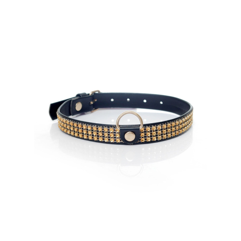 Ошейник Collar with crystals 2 cm gold