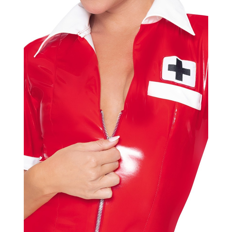 Костюм медсестры красный виниловый Black Level Vinyl Nurse 2 предмета, M