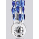 Фаллоимитатор стеклянный с рельефом Diamond Dazzler прозрачный с голубым, 18 см х 3.5 см