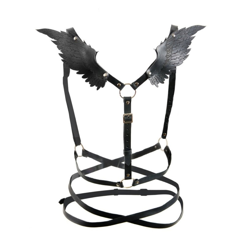 Портупея с крыльями Candy Hero Black Angel 2, натуральная кожа, черный