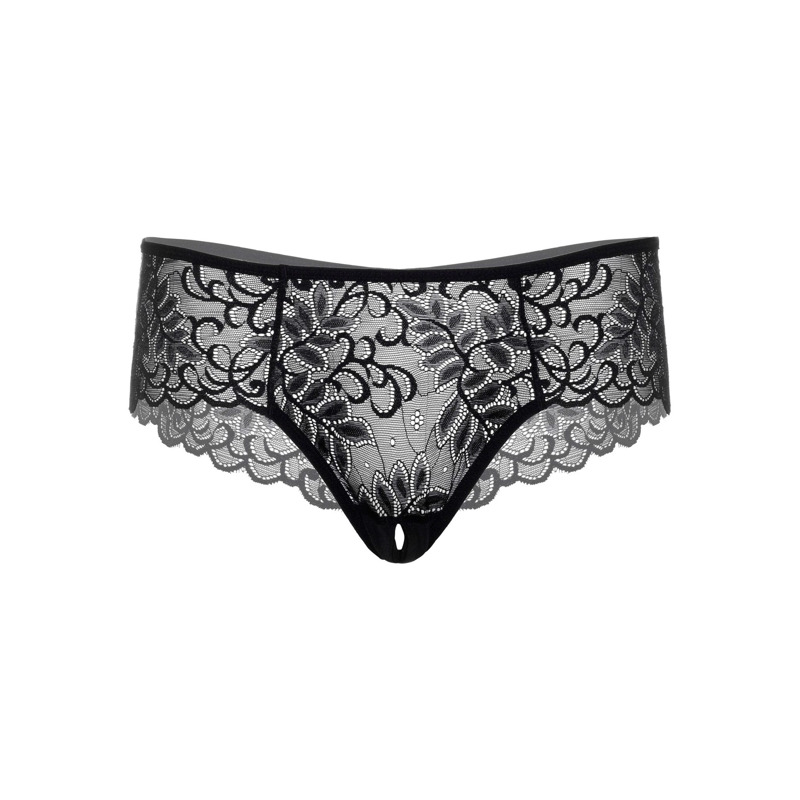 Трусики кружевные с открытым доступом Daring Intimates Ella, черный, S/M