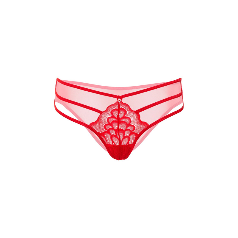Трусики кружевные Daring Intimates с декоративными ремешками, красные